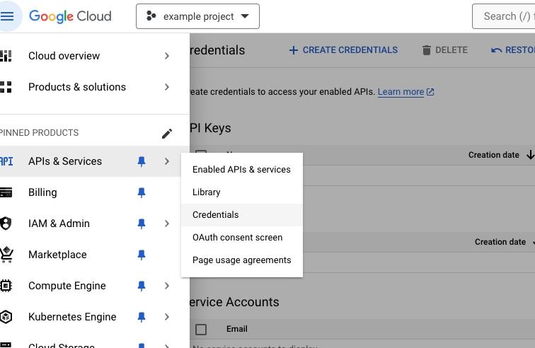 Google Cloud Console - new project